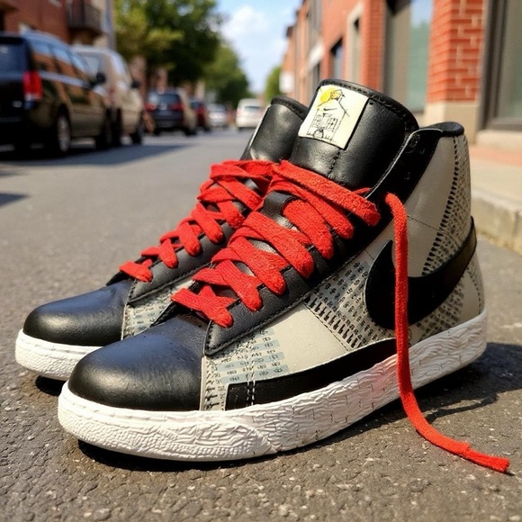 RARE🔥 Nike Blazer High Premium SB SCANTRON  330245-003 Black Red - Picture 1 of 3